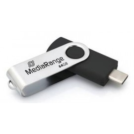 MediaRange MR1953 unidad flash USB 64 GB USB Tipo C 3.2 Gen 1 (3.1 Gen 1) Negro, Plata