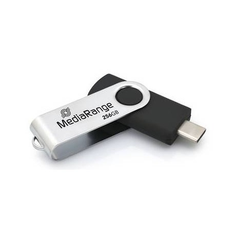 MediaRange MR1955 unidad flash USB 256 GB USB Tipo C 3.2 Gen 1 (3.1 Gen 1) Negro, Plata