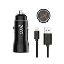 CARGADOR COOL COCHE DUAL LIGHTNING 20W BLACK CABLE