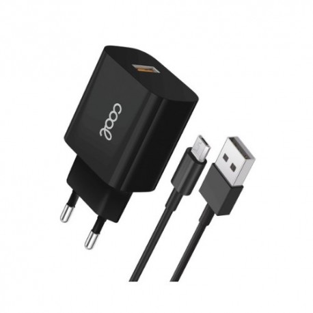CARGADOR COOL MICRO USB 2.4 AMP BLACK  CABLE