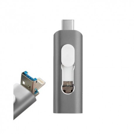 PENDRIVE 64GB 3 EN 1 COOL GRIS