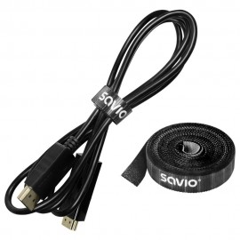Savio OC-06 organizador de cables Universal Soporte para cables Negro