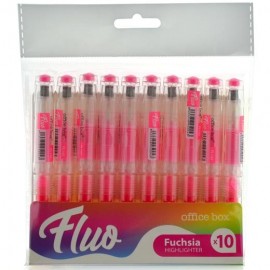 OFFICE BOX MARCADOR FLUORESCENTE FLUO RECARGABLE ROSA PACK 10 UD
