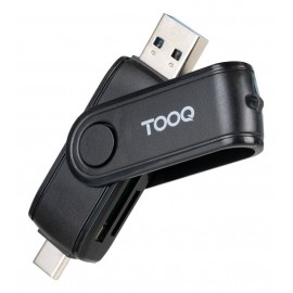 TOOQ - TooQ Lector de Tarjetas USB (USB-C 2.0 + USB A 3.0), SD/TF, Color Negro - TQR-3003B