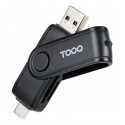 TOOQ - TooQ Lector de Tarjetas USB (USB-C 2.0 + USB A 3.0), SD/TF, Color Negro - TQR-3003B