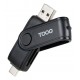 TOOQ - TooQ Lector de Tarjetas USB (USB-C 2.0 + USB A 3.0), SD/TF, Color Negro - TQR-3003B