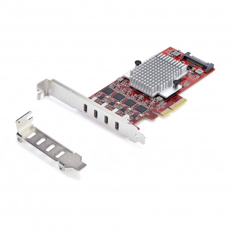 StarTech.com Tarjeta PCIe USB-C 4 puertos, hub interno USB 3.2 10Gb, 4 controladores independientes, compatible TAA