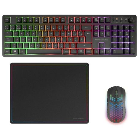 MARS GAMING - Pack Gaming Mars Gaming MCPWX/ Teclado Inalámbrico + Ratón Inalámbrico + Alfombrilla - MCPWXES