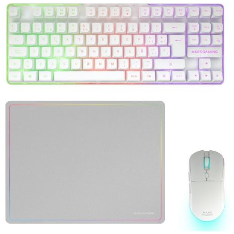 MARS GAMING - Pack Gaming Mars Gaming MCPWTKL/ Teclado Inalámbrico + Ratón Inalámbrico + Alfombrilla - MCPWTKLWES