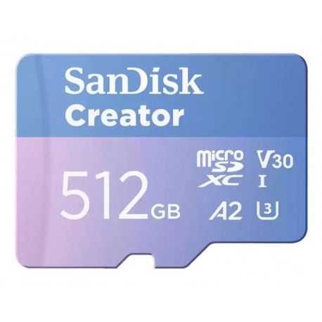 SANDISK - SanDisk Creator 512 GB MicroSDXC UHS-I Clase 10 - sdsqxav-512g-gn6ms