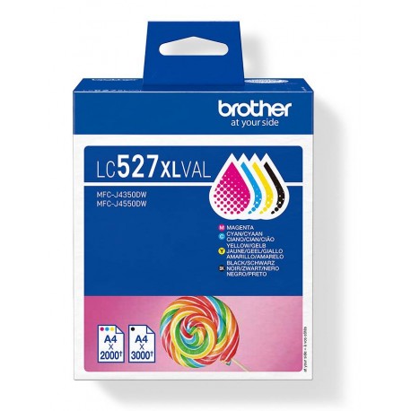 Brother LC527XLVAL cartucho de tinta 4 pieza(s) Original Alto rendimiento (XL) Negro, Cian, Magenta, Amarillo