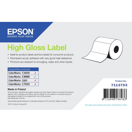 EPSON - Epson High Gloss Label - Continuous Roll: 102mm x 33m - 7113753