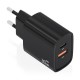AISENS - AISENS Cargador GaN 30W, 1xUSB-C PD3.0 QC4.0, 1xUSB-A QC3.0, Negro - A110-0953