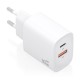 AISENS - AISENS Cargador GaN 30W, 1xUSB-C PD3.0 QC4.0, 1xUSB-A QC3.0, Blanco - A110-0952