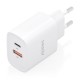 AISENS - AISENS Cargador GaN 30W, 1xUSB-C PD3.0 QC4.0, 1xUSB-A QC3.0, Blanco - A110-0952