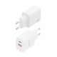 AISENS - AISENS Cargador GaN 30W, 1xUSB-C PD3.0 QC4.0, 1xUSB-A QC3.0, Blanco - A110-0952