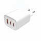 LEOTEC - Leotec CARGADOR UNIVERSAL 65W GAN ULTRA SLIM 2 USB C PD+1 USB A BLANCO - lecsph65w3w2