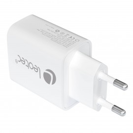 LEOTEC - Leotec CARGADOR UNIVERSAL 30W GAN 1 USB C PD+1 USB A BLANCO - lecsph30w2w