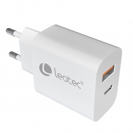 LEOTEC - Leotec CARGADOR UNIVERSAL 20W 1USB-C PD + 1USB-A BLANCO - lecsph20w2w2