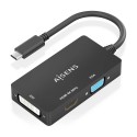 AISENS - AISENS Conversor USB-C A DVI/HDMI/VGA, USB-C/M-DVI/H-HDMI/H-VGA/H, Negro, 15cm - A109-0954