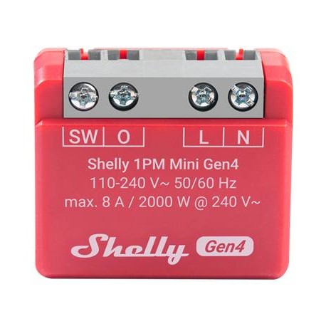 Shelly 1PM Mini Gen4 Interruptor inteligente Rojo