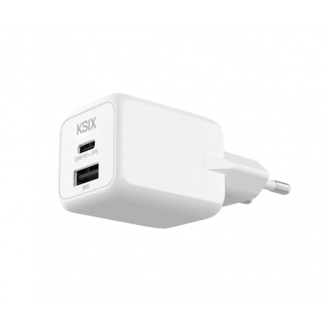 KSIX  BCD20GANACB BLANCO / CARGADOR DE RED ELÉCTRICA USB-A 20W GAN, PPS, POWER DELIVERY