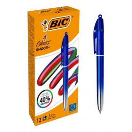 BIC - BIC Colors Smooth Negro, Azul, Verde, Rojo Bolígrafo de punta retráctil con mecanismo de giro Medio 12 pieza(s) - 524091