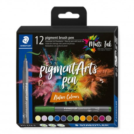 STAEDTLER - Staedtler Pigment Arts Brush Pen Nature Colors rotulador Multicolor 12 pieza(s) - 371 c12-3