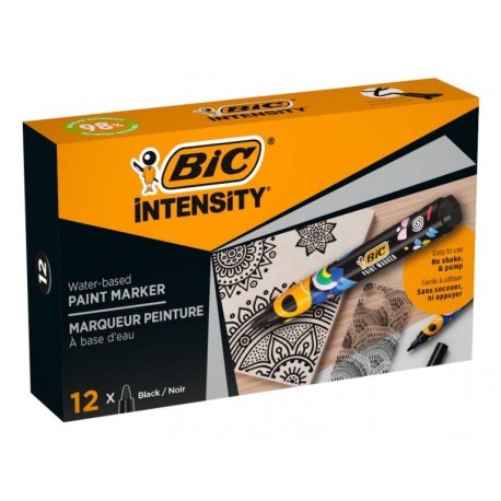BIC Intensity marcador 12 pieza(s) Punta redonda Negro