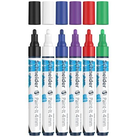 Schneider Schreibgeräte Paint-It marcador 6 pieza(s) Punta redonda Negro, Azul, Verde, Púrpura, Rojo, Blanco
