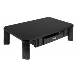 TooQ Soporte Elevador Multiusos con Cajón para Monitor/Portátil, Negro