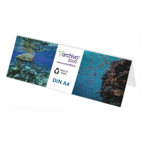 ARCHIVO 2000 PORTANOMBRES DE SOBREMESA FLEXIBLE DIN A4 PET 100% RECICLABLE CRISTAL TRANSPARENTE