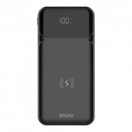 Savio BA-09 batería externa Polímero de litio 37 mAh Cargador inalámbrico Negro