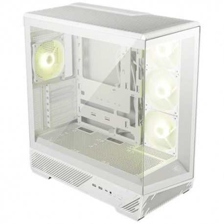CAJA MSI MAG PANO 130R PZ WHITE,3X2.5+2X2.5/3.5”,3X120+1X120MM (ARGB),2XUSB3.2+1USB3.2 TYPE C+AUDIO+MICRO,MID TOWER,BLANCA