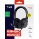 Trust Ayda Max Auriculares Alámbrico Diadema Llamadas/Música USB Type-C / USB Type-A Negro