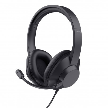 Trust Ayda Max USB Auriculares Alámbrico Diadema Oficina/Centro de llamadas USB Type-C / USB Type-A Negro