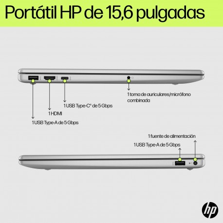 HP - HP Laptop 15-fd0354ns Portátil 512 GB SSD Wi-Fi 6 (802.11ax) FreeDOS Plata - BT7Q5EA