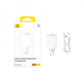 Baseus GAN6 65W ADPTR + 100W C KBL-BYZ cargador de dispositivo móvil PDA, Tableta, Teléfono Blanco Corriente alterna Auto
