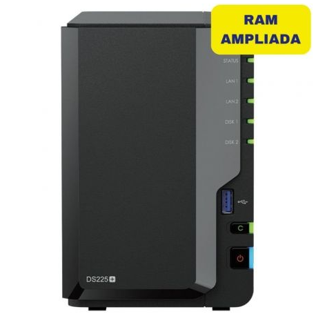 NAS Synology Diskstation DS225+/ 2 Bahías 3.5- 2.5/ 6GB DDR4/ Formato Torre