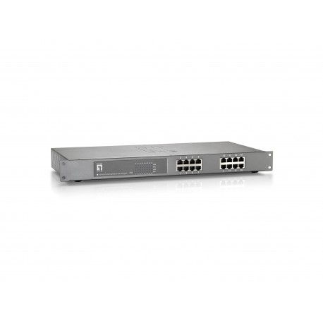 LevelOne Switch Fast Ethernet PoE de 16 puertos, 480W, 802.3at PoE+