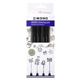 TOMBOW - Tombow WS-EFL-H-B-4P rotulador de punta fina Fuerte Negro 4 pieza(s) - 273610042