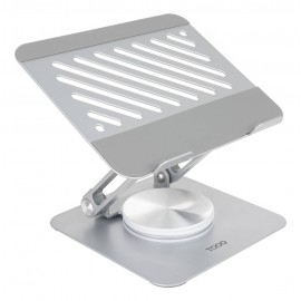 TooQ Soporte de Sobremesa con rotación 360° y ajustable para dispositivos de hasta 13”, Color Plata