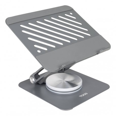 TooQ Soporte Elevador con rotación 360° y ajustable, para dispositivos de hasta 13”, Color Gris Oscuro