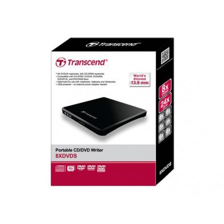 Transcend TS8XDVDS-K unidad de disco óptico DVD±R/RW Negro