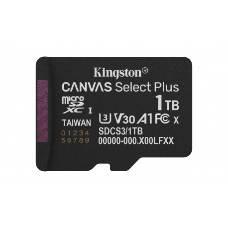 Kingston Technology 1TB micSDXC Canvas Select Plus Gen3 150R A1 (Adaptador de SD no incluido)