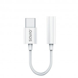Savio AK-51 cable de audio 0,11 m 3,5mm USB Tipo C Blanco