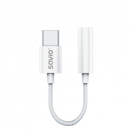 Savio AK-51 cable de audio 0,11 m 3,5mm USB Tipo C Blanco