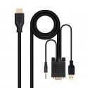 Nanocable Conversor unidireccional VGA/M + AUDIO/M + USB-A/M (para alimentación) a HDMI/M, Negro, 1.8m