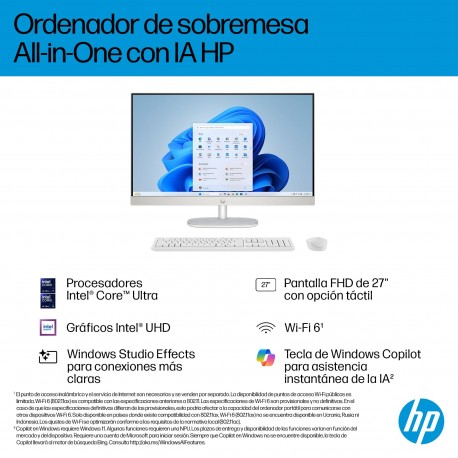 HP All-in-One Desktop AI 27-cr2013ns PC Intel Core Ultra 5 225U 68,6 cm (27'') 1920 x 1080