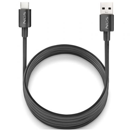 Cable USB 2.0 NGS ZYRO-AC/ USB Macho - USB Tipo-C Macho/ Hasta 15W/ 480Mbps/ 1m/ Negro